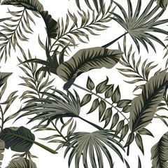 Tropische Palmenblätter, Dschungelblätter nahtloser Vektorblumenmusterhintergrund.