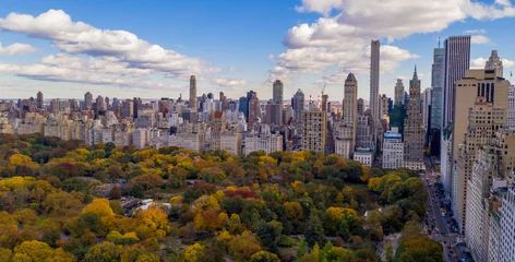 Light filtering roller blinds Central Park Fall Color Autumn Season Buildings of 5th Avenue NYC