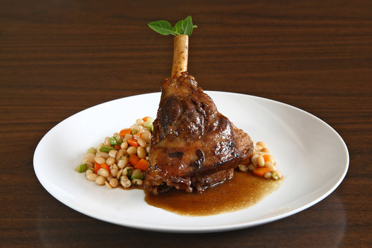 lamb stinco with light beans