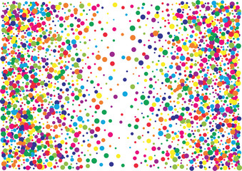 Festive color round confetti background. Abstract frame confetti texture for holiday, postcard, poster, website, carnivals, birthday and children's parties. Cover confetti mock-up. Wedding card layout