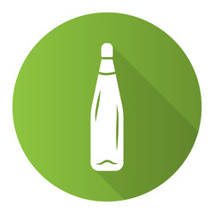 Wine service green flat design long shadow glyph icon. Sweet aperitif drink. Bar, restaurant, winery. Party, holiday, event aperitif. Tableware, glassware. Vector silhouette illustration