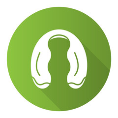 Foil cutter green flat design long shadow glyph icon. Wine bottle foil remover. Kitchen utensil. Winery tool. Barman and sommelier equipment. Alcohol beverage device. Vector silhouette illustration