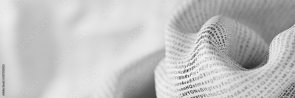 Aufkleber random letters on an abstract white surface, original 3d rendering