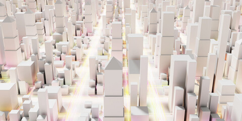 Obraz premium Techno mega city; urban and futuristic technology concepts, original 3d rendering
