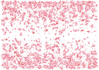 Festive pink rectangle confetti background. Abstract frame confetti texture for holiday, postcard, poster, website, carnival, birthday, children's parties. Cover confetti mock-up. Wedding card layout