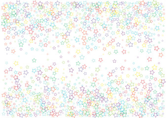 Festive colorful star confetti background. Abstract frame confetti texture for holiday, postcard, poster, website, carnivals, birthday and children's parties. Cover confetti mock-up. Wedding card