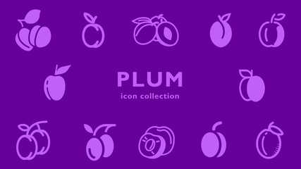 plum  icon collection  (vector fruits)