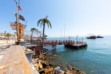 Chile Coquimbo pirate ships pier