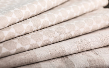 Stack of different clean fabric, closeup