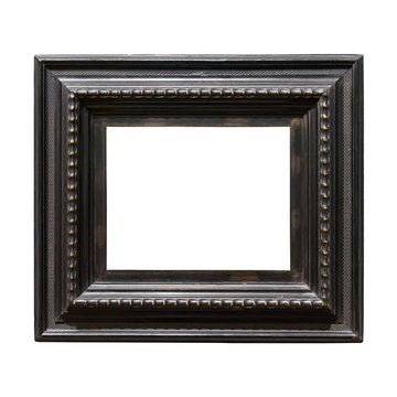 Square wooden decorative picture frame isolated on white background