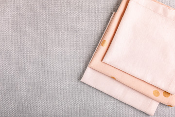 Different clean fabric, top view