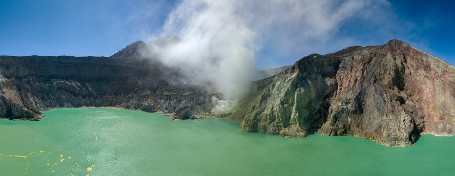 Indonesia, Java, aerial view of Ijen volcano