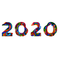 New Year 2020. Vector numbers in the style of sweet caramel.