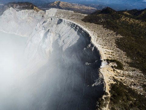 Indonesia, Java, Aerial view of ridge of Ijen volcano