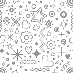 Doodle seamless pattern. Hand drawn endless texture. Sketch drawing background. Part of set.