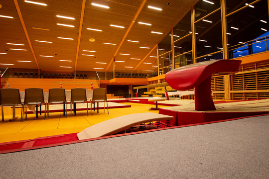 Gymnastic equipment in a gymnastic center 