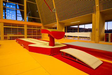 Naklejka premium Gymnastic equipment in a gymnastic center 