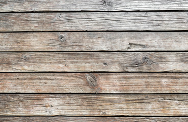 Horizontal wooden texture wall of rural house. Old dirty panels background