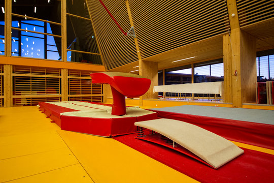 Gymnastic equipment in a gymnastic center 