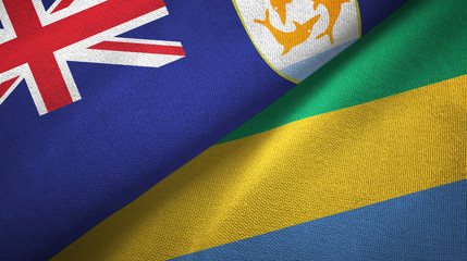 Anguilla and Gabon two flags textile cloth, fabric texture