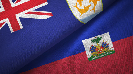 Anguilla and Haiti two flags textile cloth, fabric texture