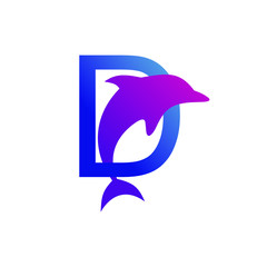 Letter D Dolphin Logo Design