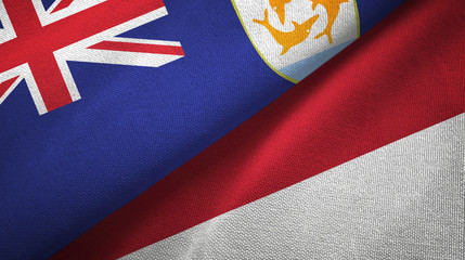 Anguilla and Indonesia two flags textile cloth, fabric texture