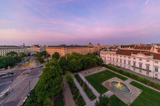 Historic center of Vienna during sunset, Austria
