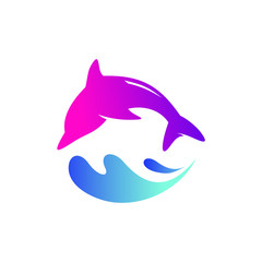 Dolphin Jump Logo Design Vector