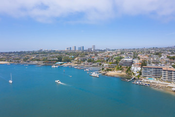 Yachts entering Newport Beach Harbor