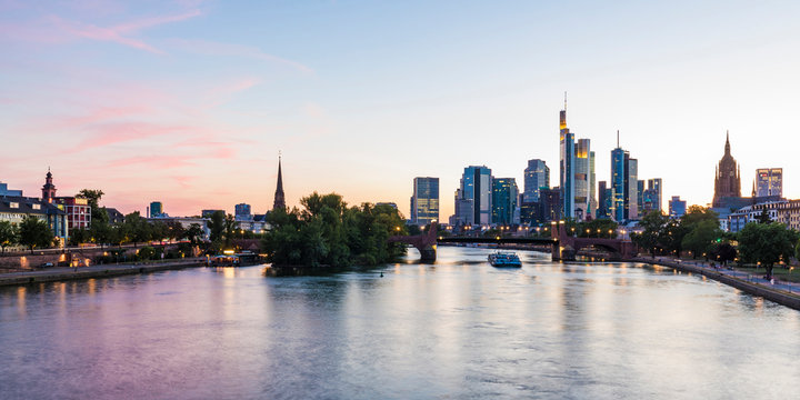 Scenic view of river against sky during sunset in Frankfurt, Germany