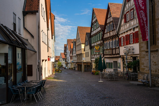 Street amidst buildings at Marbach am Neckar, Ludwigsburg, Baden-W?rttemberg, Germany