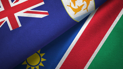 Anguilla and Namibia two flags textile cloth, fabric texture