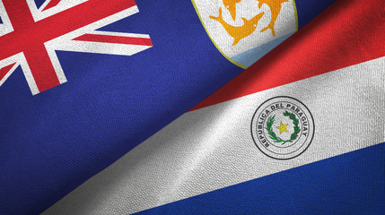 Anguilla and Paraguay two flags textile cloth, fabric texture