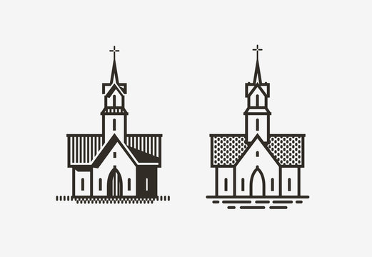 Church logo or label. Religion symbol. Vector illustration