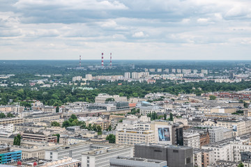 Panoramic view of the city Warsaw in Poland