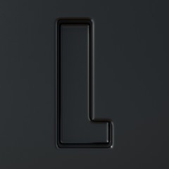 Black engraved font Letter L 3D