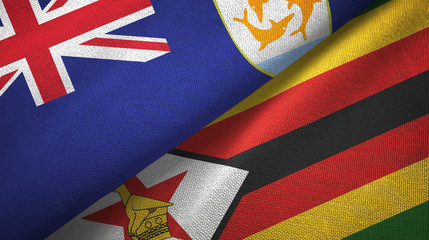 Anguilla and Zimbabwe two flags textile cloth, fabric texture