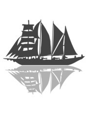 Segelschiff mit Spiegelung 