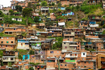 Medellin, Antioquia / Colombia - December 03, 2019. Neighborhood 13 de Noviembre located in the...