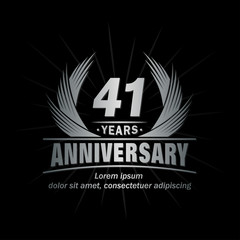 41 years logo design template. Anniversary vector and illustration template. 