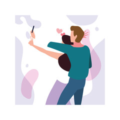 couple of people in love, man and woman embracing each other affectionately