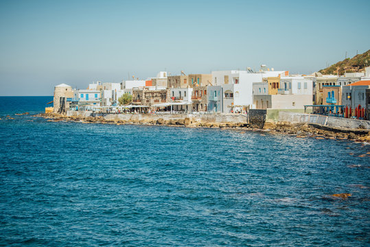 Cafes and restaurants by the sea on the Nisyros island
