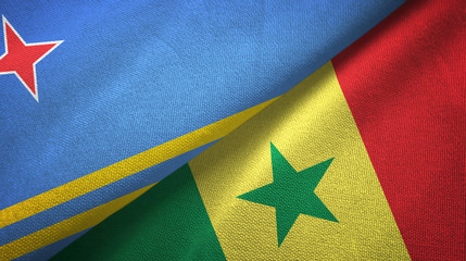 Aruba and Senegal two flags textile cloth, fabric texture