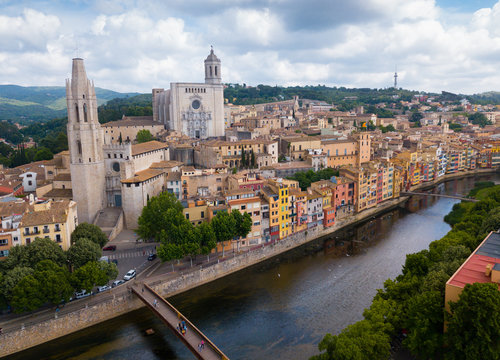 View from drone of Girona