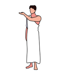 man pilgrim hajj standing on white background