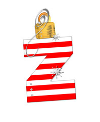Alphabet Candy Cane Ornament Z