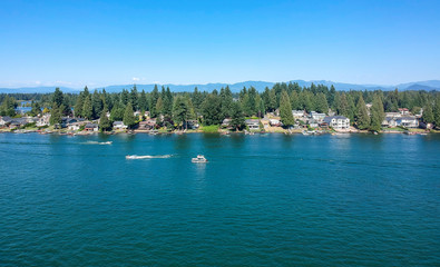 Man Made Lake Tapps on a beautiful summer day in Bonney Lake Washington