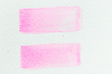 Pink color watercolor handdrawing as line brush on white paper background
