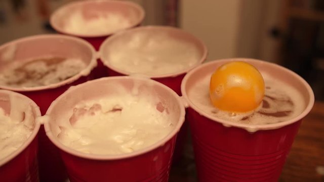 Beer pong close up